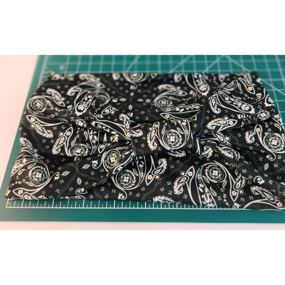 Green Paisley Knit Headwrap Hairband Soft Stretchy Headband Fabric Unisex Sweatb - Picture 5 of 5